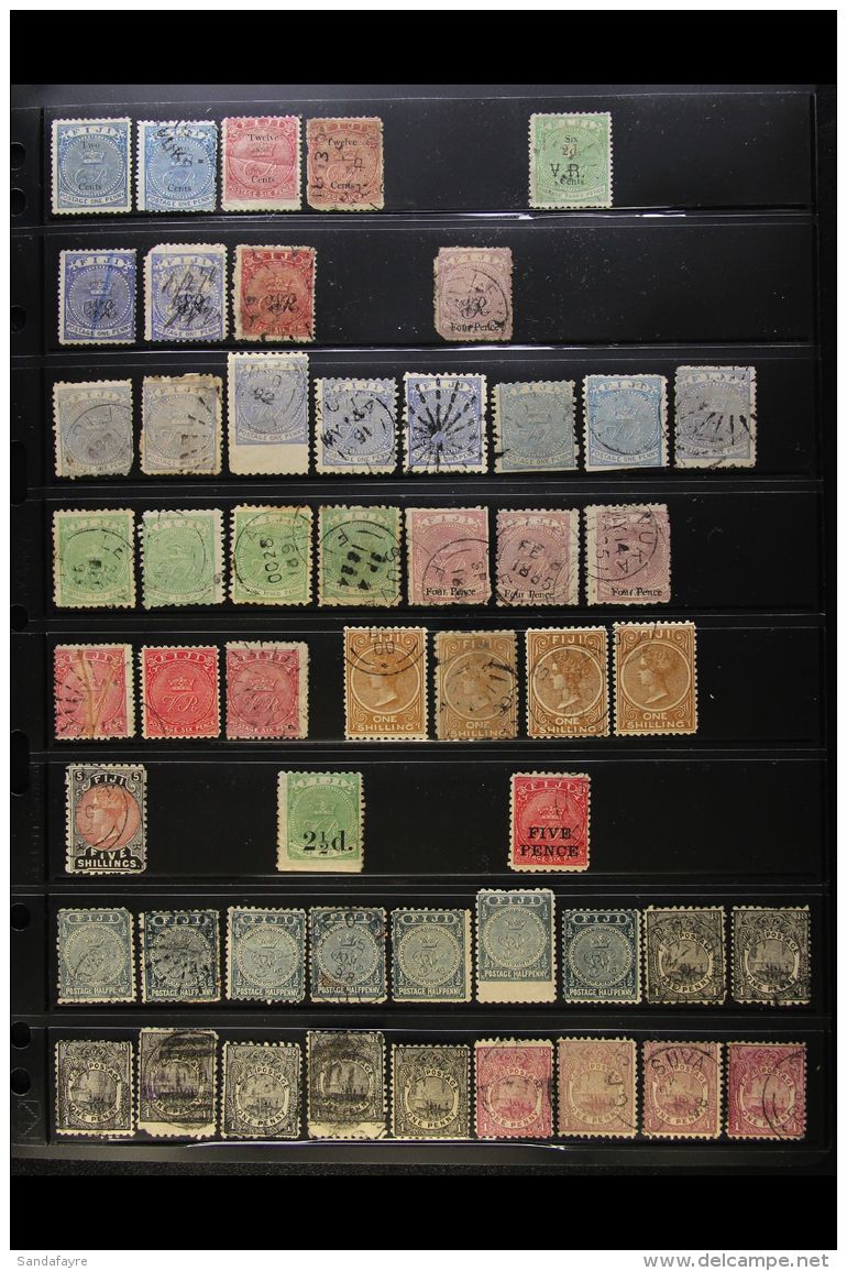 1872-1951 MINT &amp; USED RANGES On Stock Pages, Inc 1872 2c On 1d (x2, Unused &amp; Used) &amp; 12c On 6d (x2,... - Fidji (...-1970)