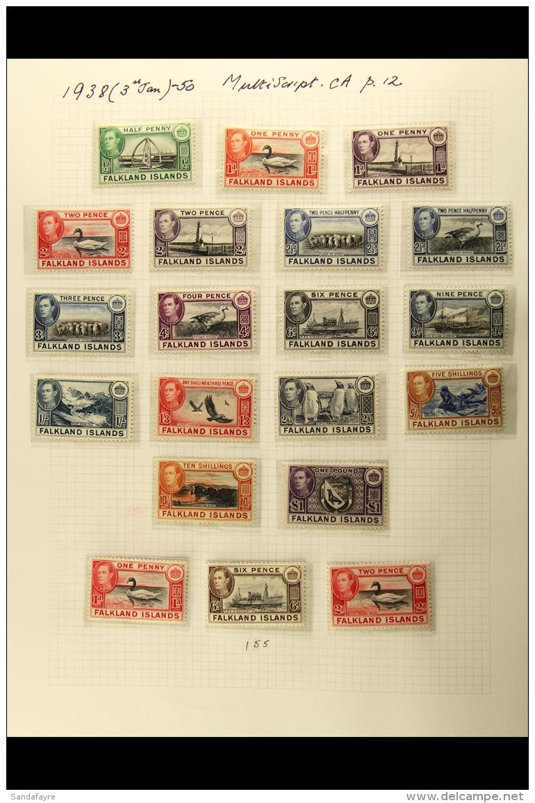 1938-82 FINE MINT COLLECTION Nice Clean Lot, Mostly In Complete Sets, We Both KGVI 1938-50 &amp; 1952 Definitives... - Falklandinseln