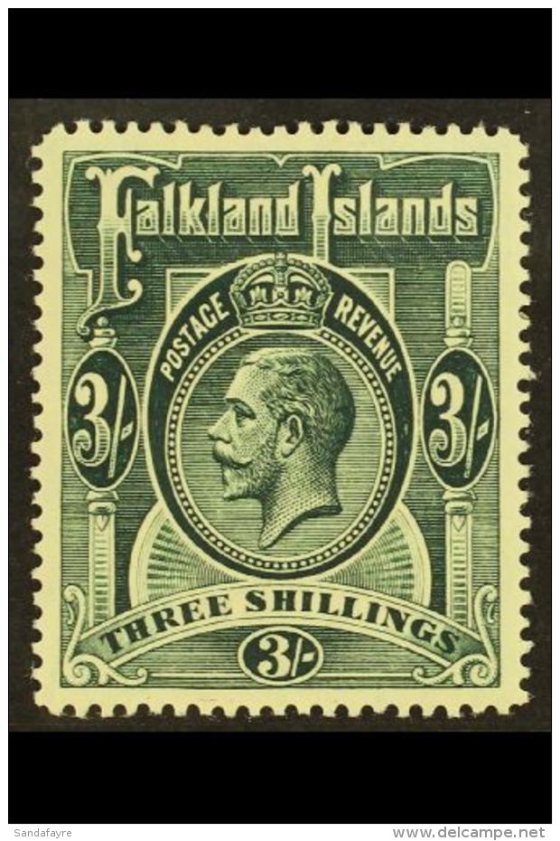 1912 3s Slate Green, Geo V, SG 66, Very Fine And Fresh Mint. For More Images, Please Visit... - Falklandinseln