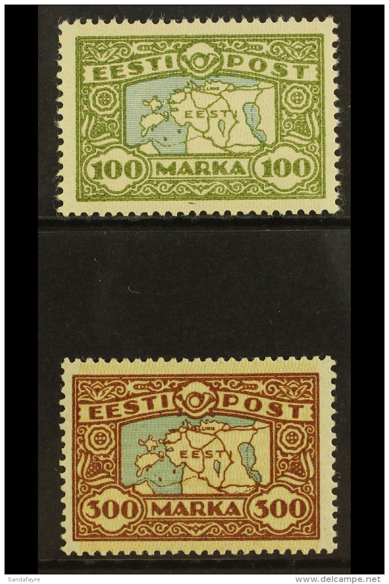 1923-24 Map Complete Set (SG 43/43a, Michel 40 &amp; 54), Very Fine Mint, Fresh. (2 Stamps) For More Images,... - Estland