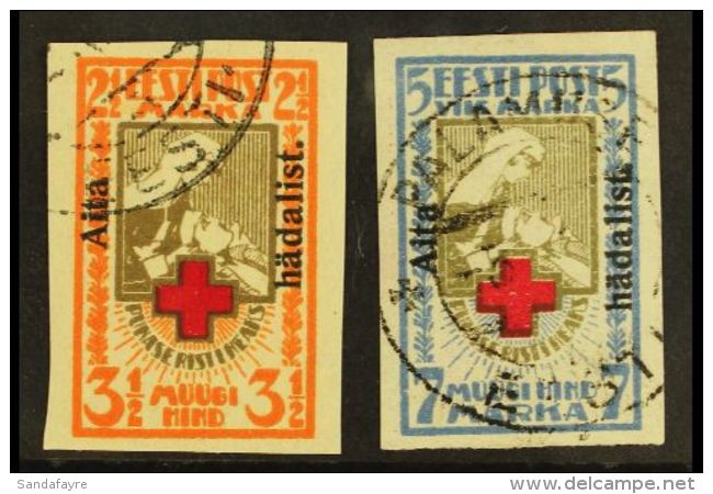 1923 "Aita Hadalist." Charity Overprints Complete Imperf Set (Michel 46/47 B, SG 49A/50A), Very Fine Cds Used,... - Estland