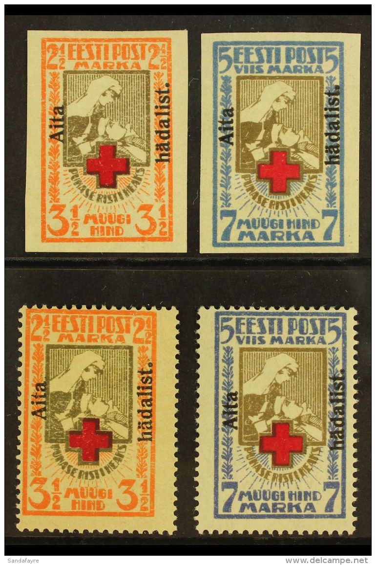 1923 "Aita Hadalist." Charity Overprints Complete Perf &amp; Imperf Sets (Michel 46/47 A+B, SG 49A/50A &amp;... - Estland