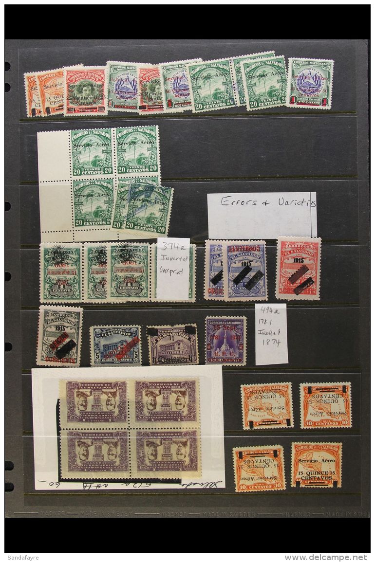 ERRORS &amp; VARIETIES A Fascinating Group Of Early Air Overprints And Other 1920's Opts &amp; Surcharges With... - El Salvador