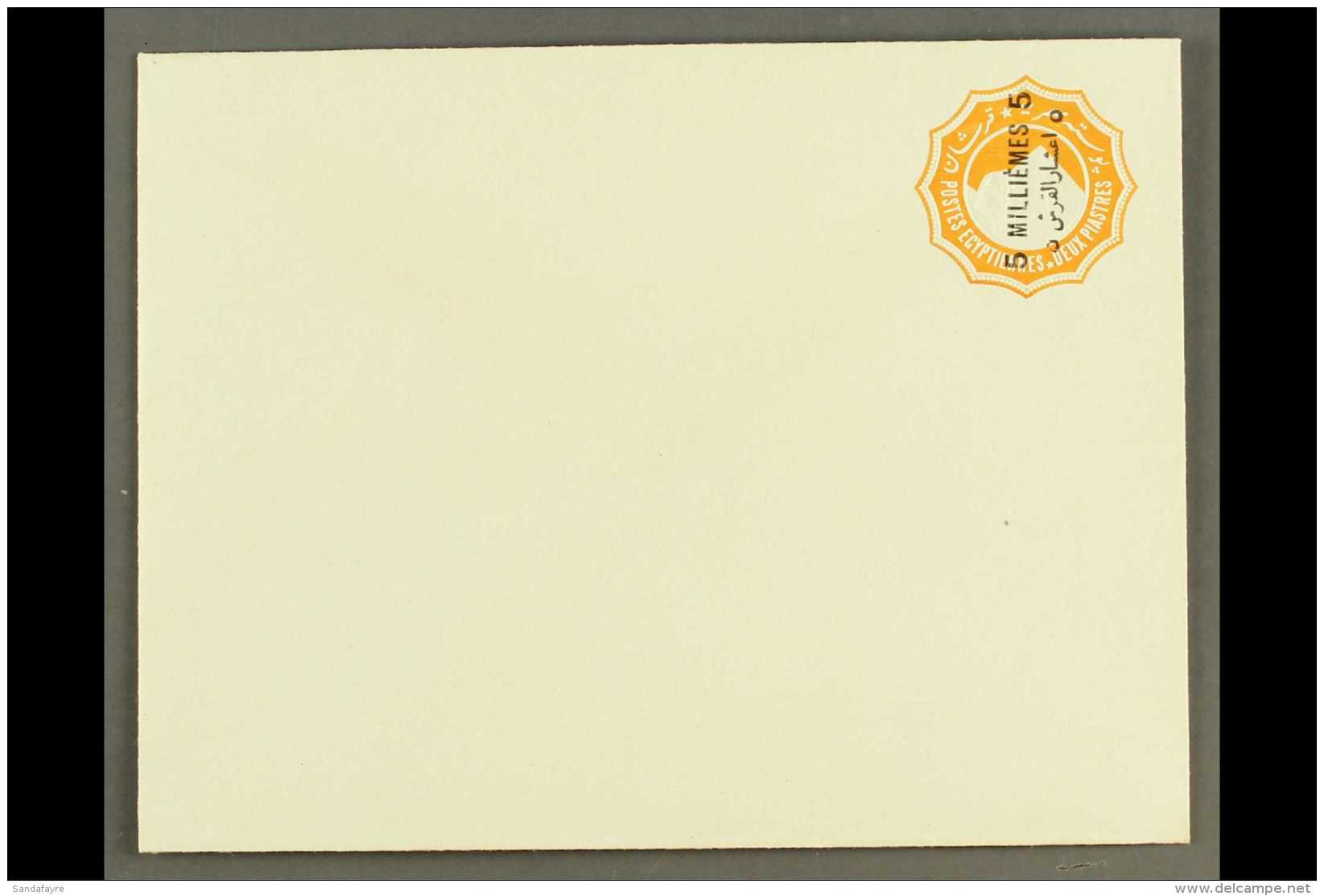 POSTAL STATIONERY 1892 5m On 2pi Orange Envelope With 24-24.5mm VERTICAL SURCHARGE Reading Upwards (rotated... - Andere & Zonder Classificatie