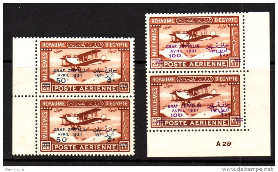 1931 50m And 100m Zeppelin Set, SG 185/6,  In Vertical NHM Pairs. (4 Stamps) For More Images, Please Visit... - Andere & Zonder Classificatie