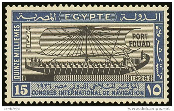 1926 Inauguration Of Port Fuad 15m Black And Blue, SG 143, Very Fine Mint. With R.P.S. Certificate. For More... - Sonstige & Ohne Zuordnung