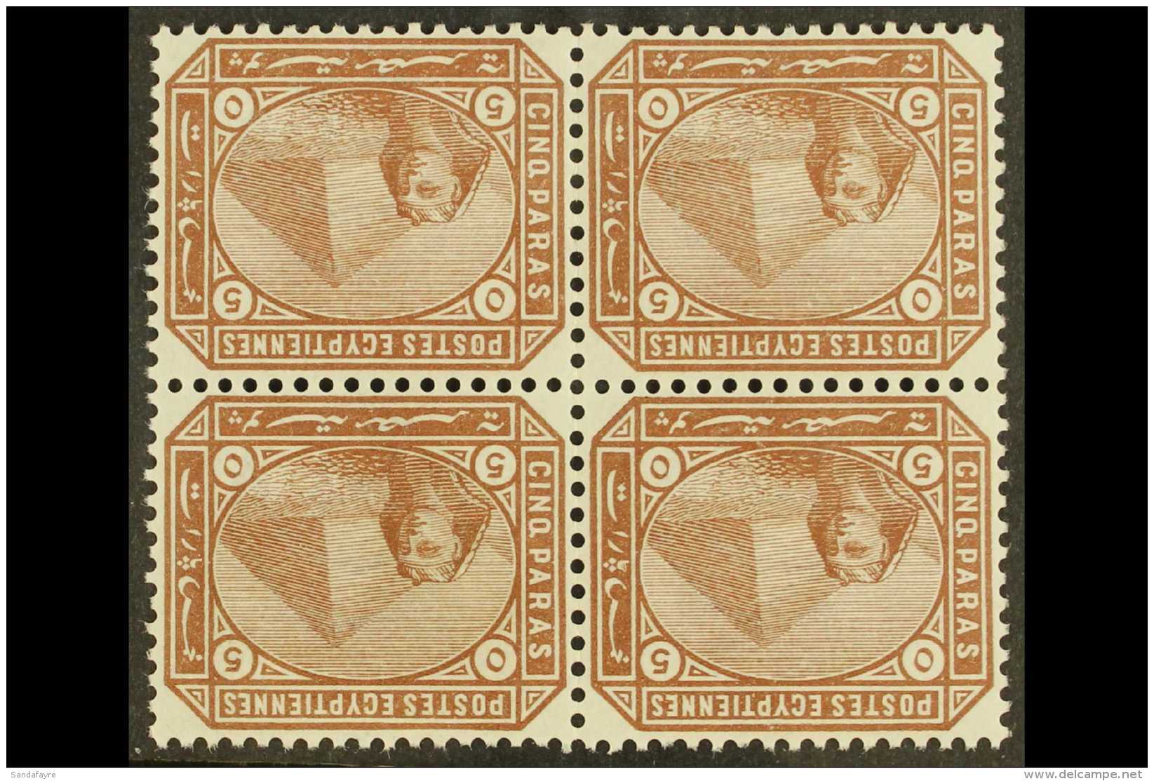 1879 5pa Deep Brown, Watermark Inverted SG 44w, In A Fine Never Hinged Mint Block Of Four. Cat SG &pound;480+ For... - Sonstige & Ohne Zuordnung