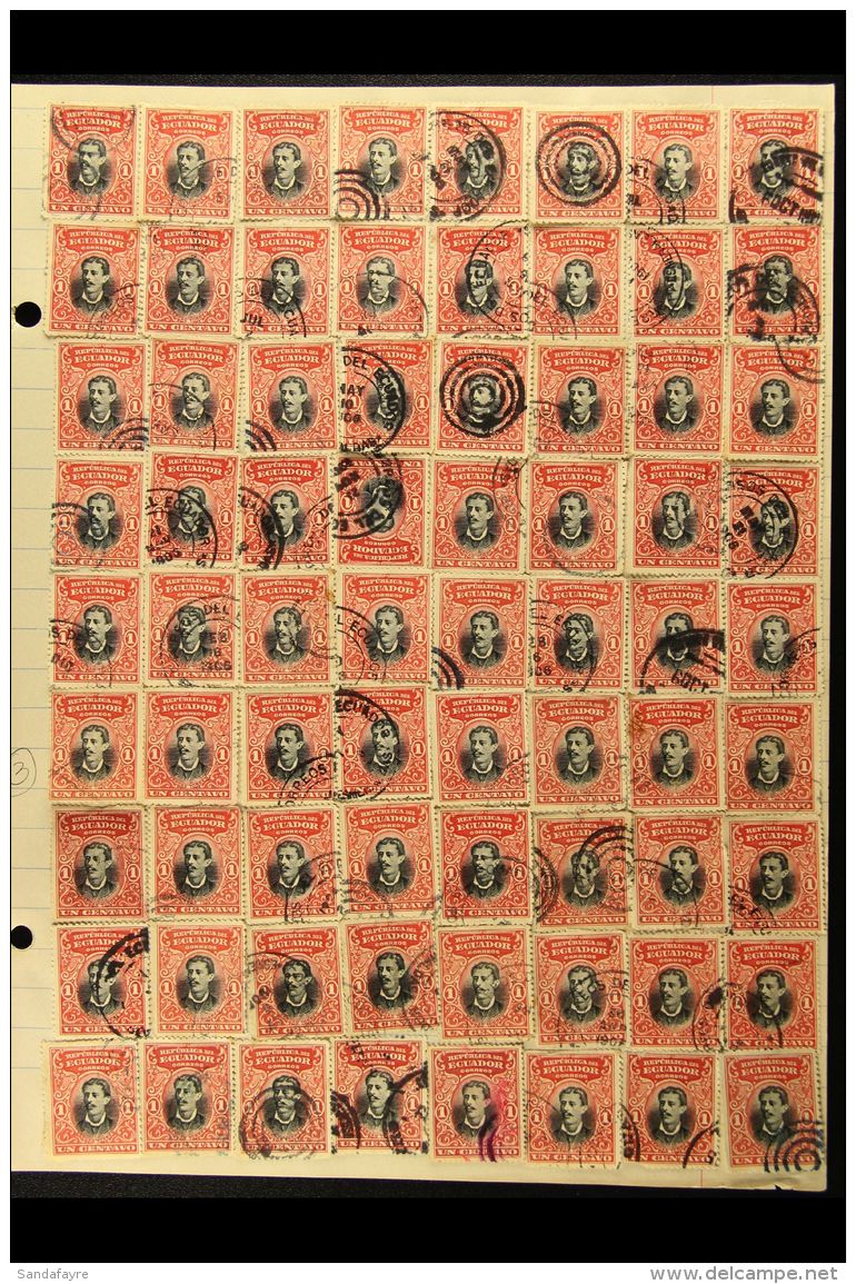1910's-1920's OLD USED ACCUMULATION Of Various Portrait Types On Leaves, Plus Some Overprinted &amp; Unoverprinted... - Ecuador