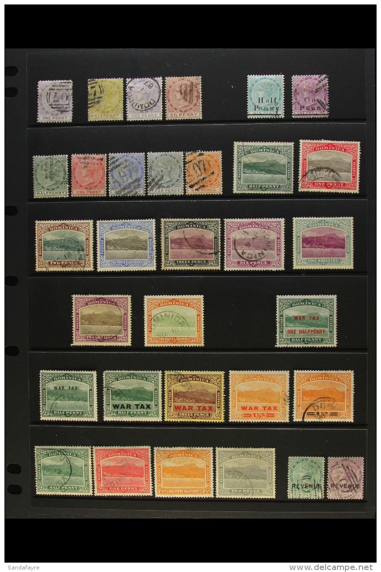 1874-1922 USED SELECTION Presented On A Stock Page. Includes 1874 P12&frac12; 1d, 1877-79 &frac12;d, 1d &amp;... - Dominica (...-1978)