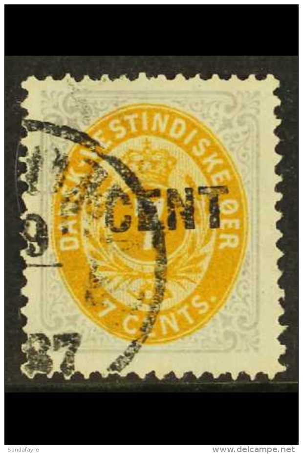 1887 1c On 7c Yellow-ochre &amp; Slate-lilac Surcharge (Facit 23a, SG 36), Fine Used, Fresh. For More Images,... - Deens West-Indië
