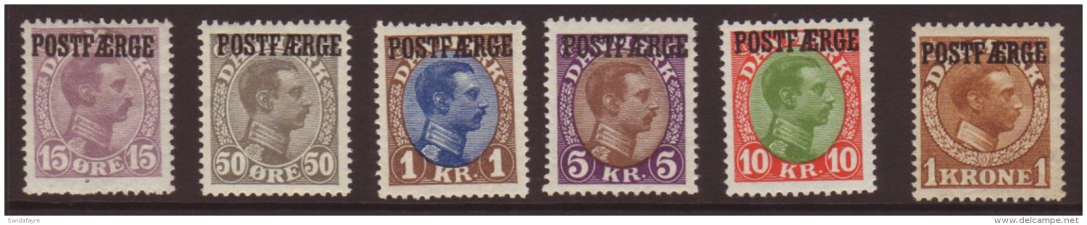 POSTAL FERRY STAMP 1919-1945 Christian X Very Fine Mint Group Including 15o, 50, 1kr, 5kr And 10kr Values, Facit... - Otros & Sin Clasificación