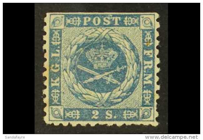 1854-7 2s Light Blue, Dotted Spandrels, Private Perf.13, SG 8b, Facit 3 V4, Mint With Gum, Straight Edge At Top... - Sonstige & Ohne Zuordnung