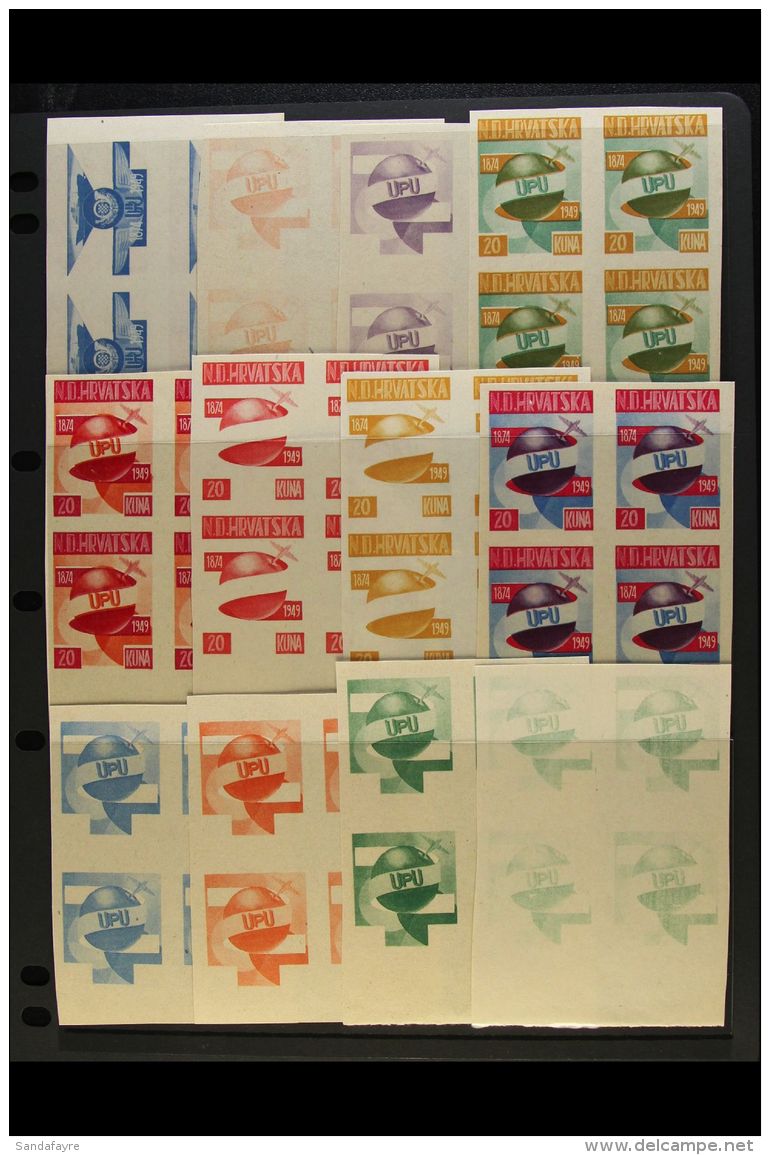 EXILE ISSUES 1949 UNIVERSAL POSTAL UNION - An Attractive Collection Of IMPERF PROOF BLOCKS Of 4 Printed In Various... - Kroatien