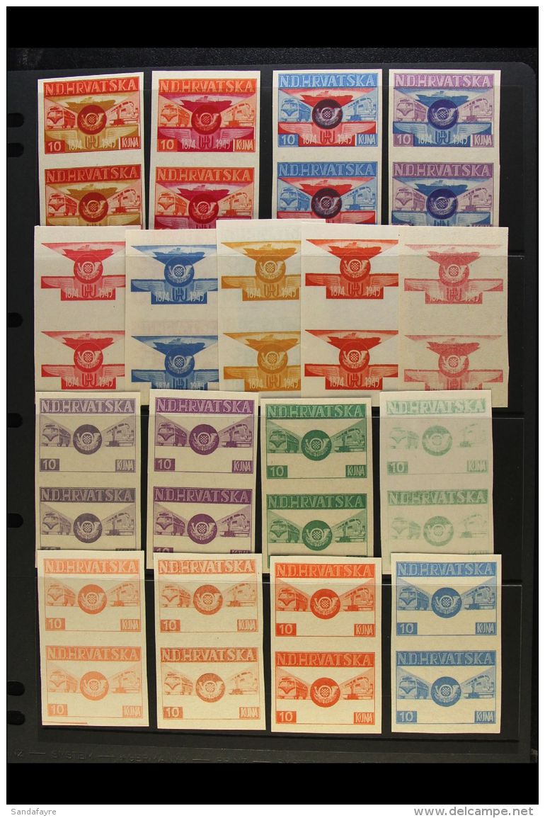EXILE ISSUES 1949 UNIVERSAL POSTAL UNION - An Attractive Collection Of IMPERF PROOF PAIRS Printed In Various... - Kroatië