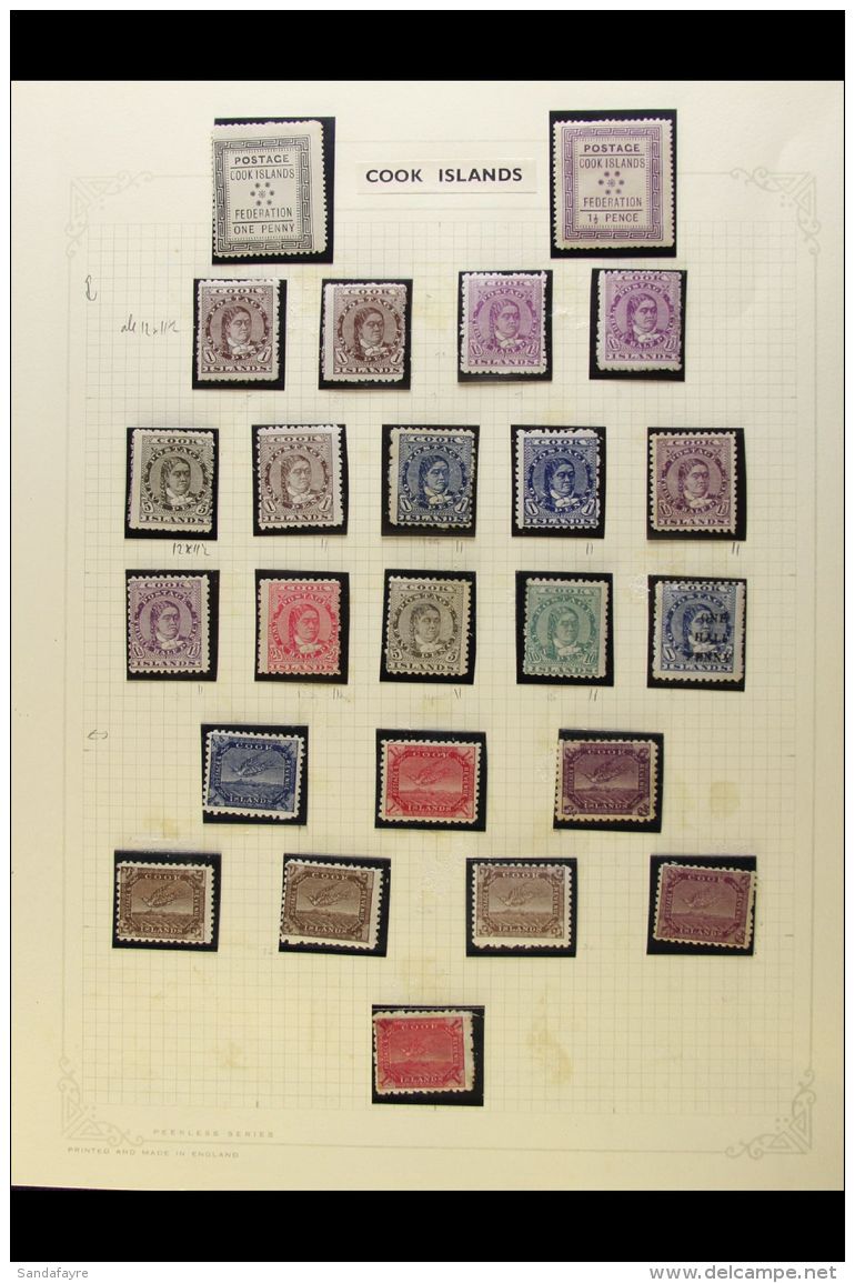 1892-1949 ATTRACTIVE MINT COLLECTION In Hingeless Mounts On Leaves, Inc 1892 1d &amp; 1&frac12;d (small Thins),... - Cookeilanden