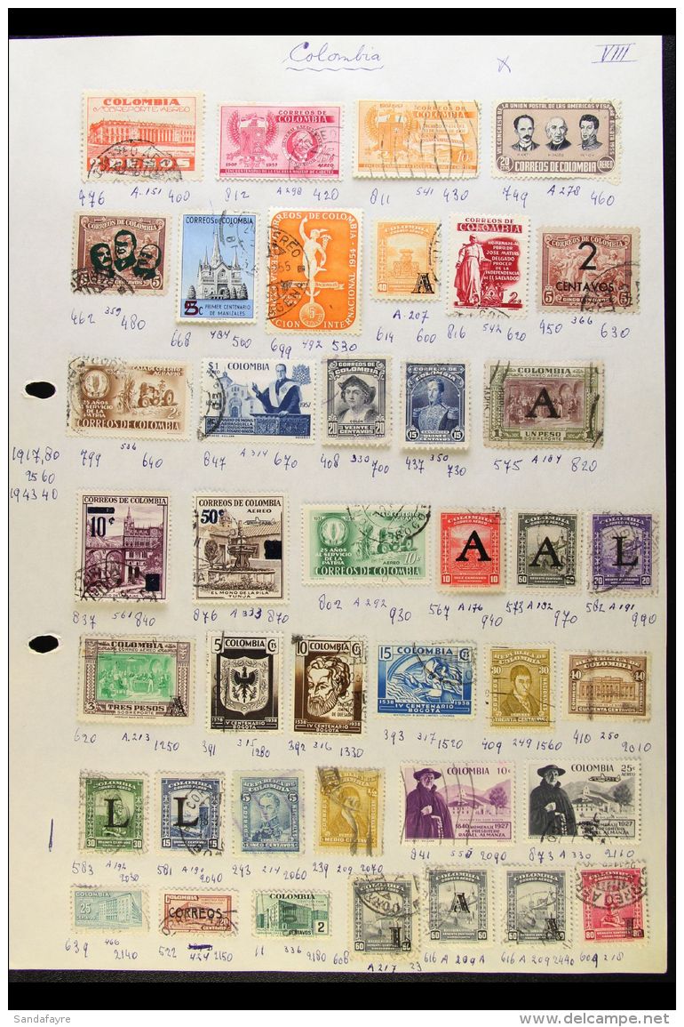 1892-1992 COLLECTION On Leaves, A Few Mint But Mostly Fine To Very Fine Used Stamps, Seems To Be All Different.... - Kolumbien