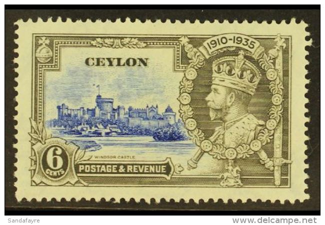 1935 6c Ultramarine And Grey Jubilee With DOT TO LEFT OF FLAGSTAFF, SG 379g, Fine Mint, Minor Wrinkle To Gum. For... - Ceylon (...-1947)