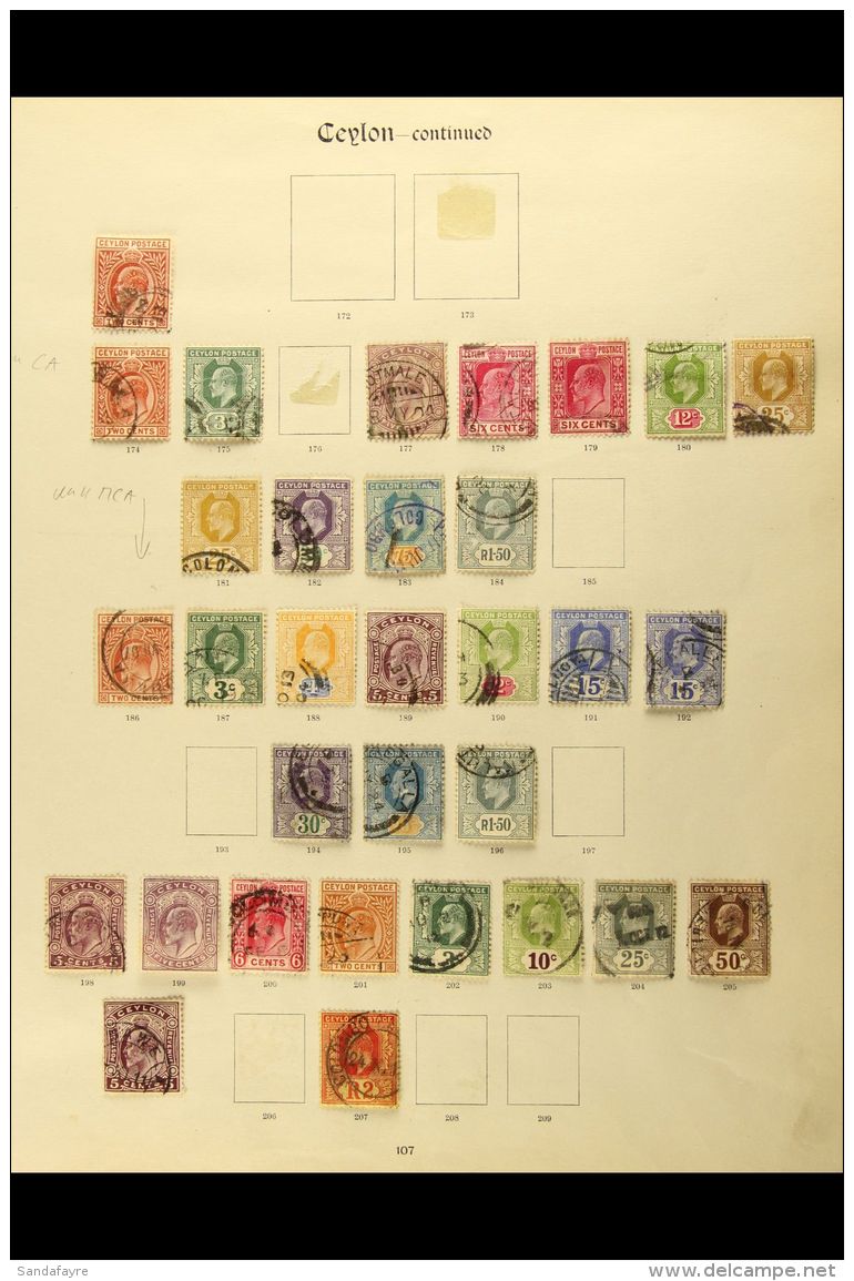 1903-50 OLD TIME USED COLLECTION On Old Imperial Pages. Includes 1903-05 CA Wmk Range With Most Values To 25c,... - Ceylon (...-1947)