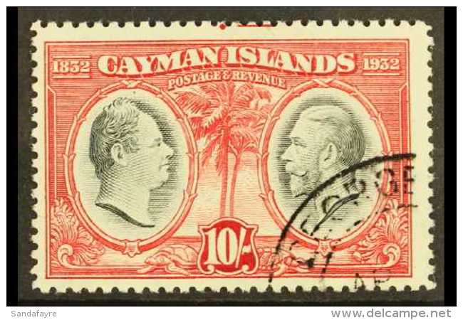 1932 10s Black And Claret Centenary, SG 95, Very Fine Used. For More Images, Please Visit... - Iles Caïmans