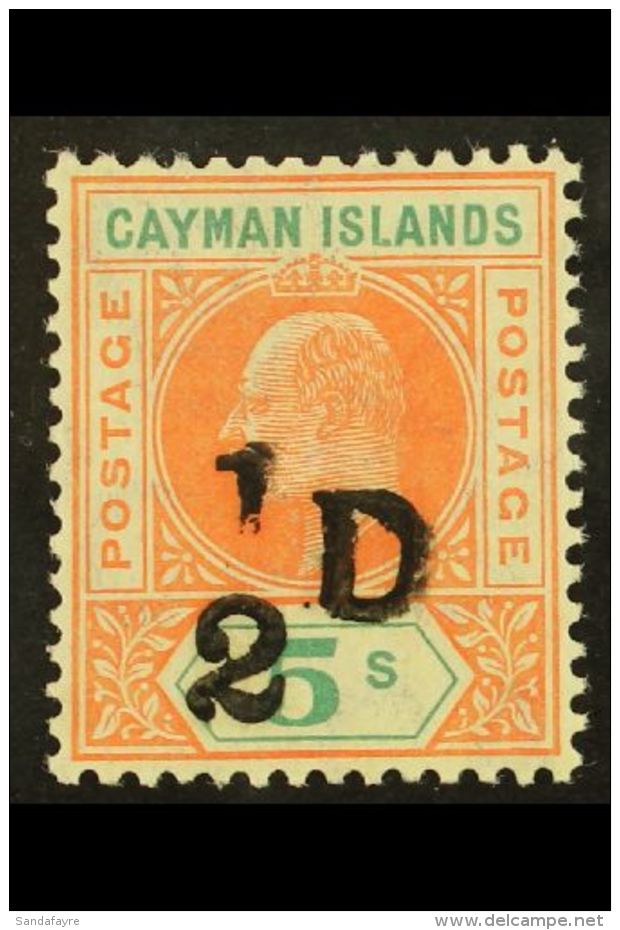 1907 &frac12;d On 5s Salmon And Green Provisional, SG 18, Superb Never Hinged Mint. For More Images, Please Visit... - Kaimaninseln