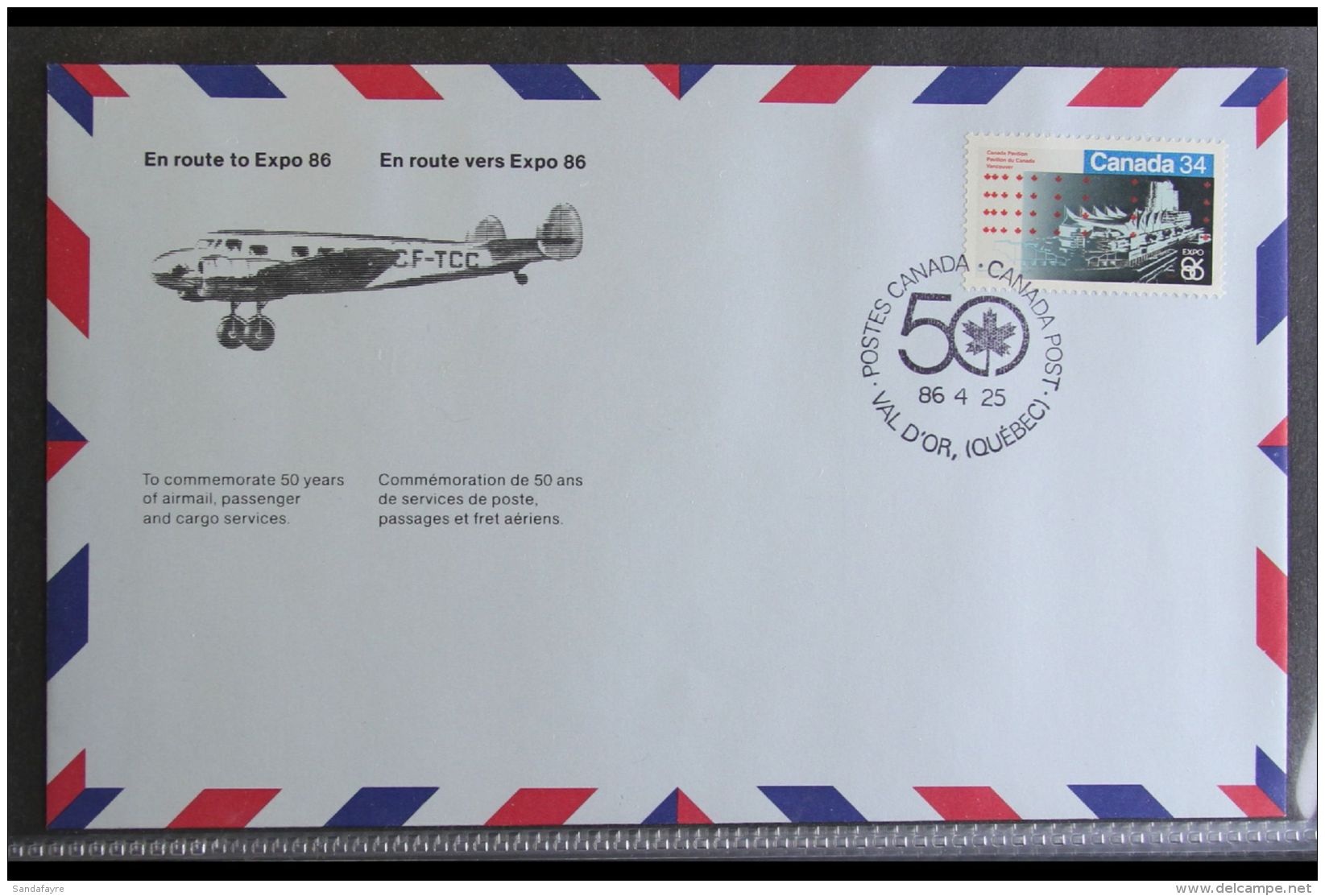 AIRMAIL COMMEMORATIVE COVERS COLLECTION 1986 All Different Collection In An Album, Expo 1986 Issues Tied By... - Andere & Zonder Classificatie