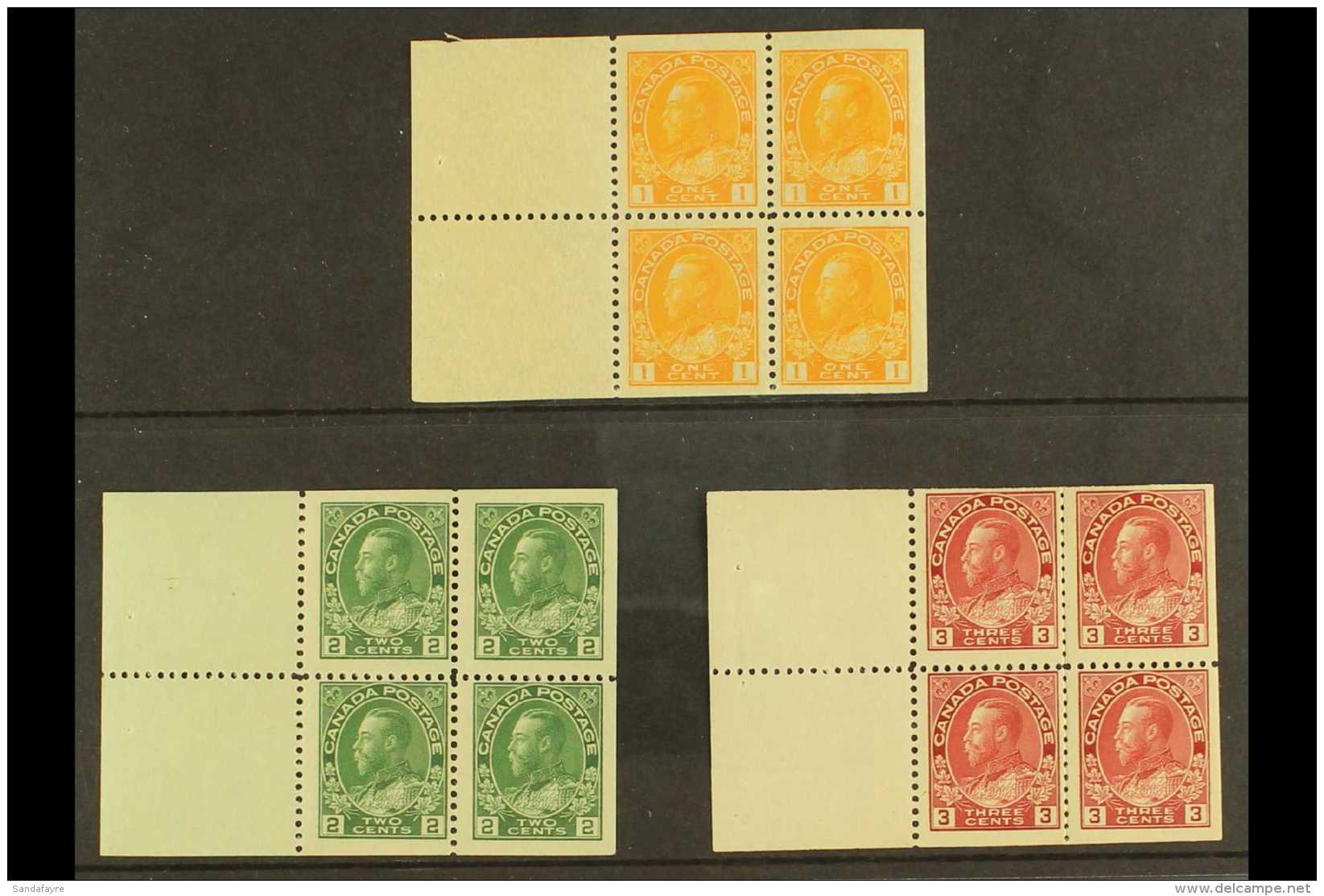 1922-31 ADMIRAL BOOKLET PANES SET On A Stock Card. Each Pane Is Of 4 Stamps Plus Two Labels Of The 1c, 2c &amp;... - Sonstige & Ohne Zuordnung