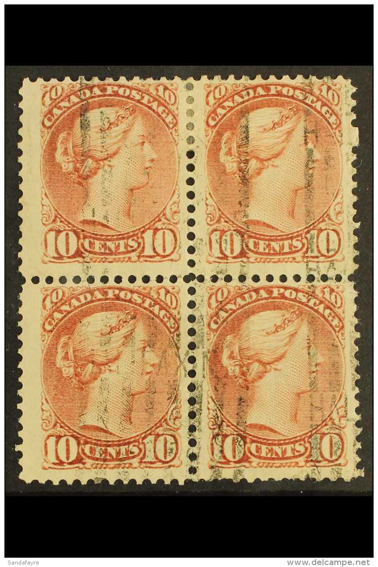 1889 - 97 10c Brownish Red, Used Block Of 4, Top Left Stamp Showing Constant Plate Variety "pitted 10", Uni 45v.... - Autres & Non Classés