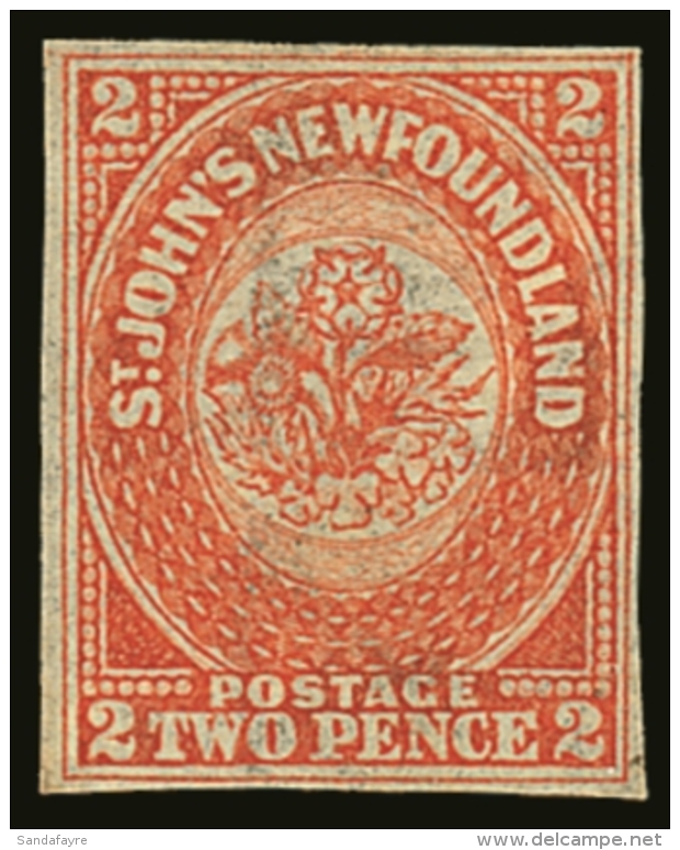 1860 2d Orange Vermilion, SG 10, Very Fine Mint No Gum Showing "CEY" Of "Stacey Wise" Paper-maker's Wmk . Scarce... - Autres & Non Classés