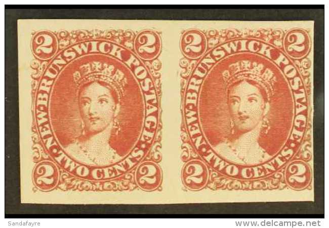 1863 2c Chalon Portrait IMPERF PLATE PROOF PAIR In Deep Rose On Thick Card (pair). For More Images, Please Visit... - Sonstige & Ohne Zuordnung