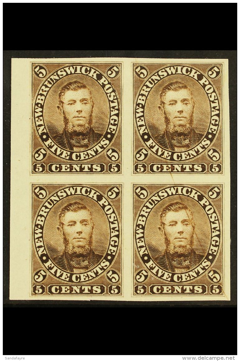 1860 5c Brown Charles Connell (as SG 13) BLOCK OF FOUR IMPERF. PLATE PROOFS Showing A Major Re-entry On Upper Left... - Andere & Zonder Classificatie