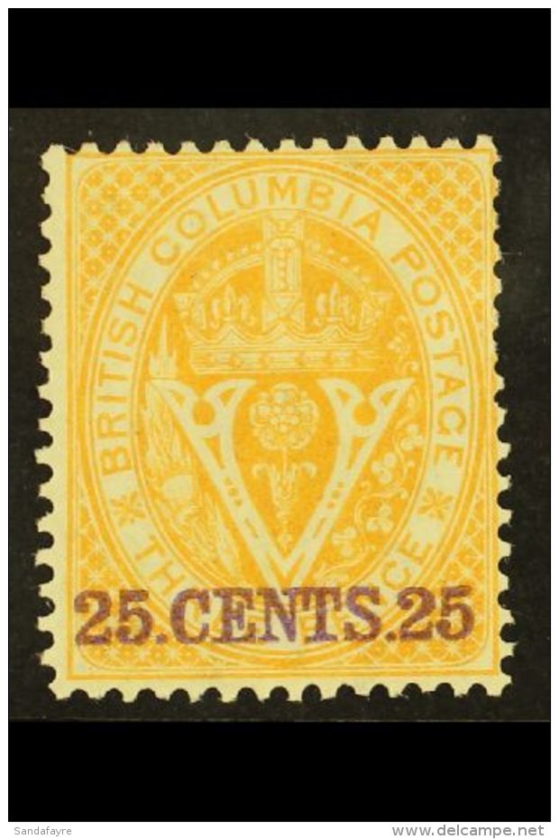 1868 25c Yellow Perf 14, SG 31, Mint Lightly Hinged, Two Slightly Short Perfs At Right. For More Images, Please... - Sonstige & Ohne Zuordnung