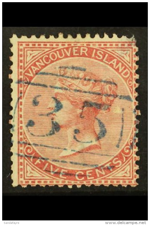 1865 5c Rose Perf 14, SG 13, Used With Superb Blue "35" Barred Oval Cancellation, Small Fault / Thin Top Right... - Andere & Zonder Classificatie