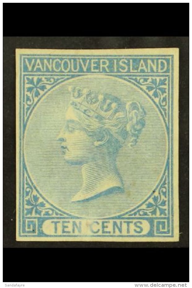 1865 10c Blue Imperf, SG 12, Mint No Gum With 4 Good Neat Margins And Fresh Attractive Colour, Rubbed At Base... - Andere & Zonder Classificatie