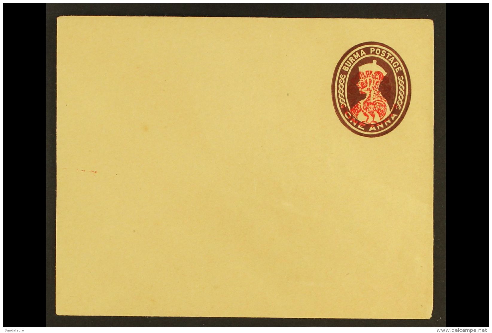 JAPANESE OCCUPATION BURMA INDEPENDENCE ARMY 1942 1a Red-brown Postal Stationery Envelope With Peacock Overprint In... - Birma (...-1947)