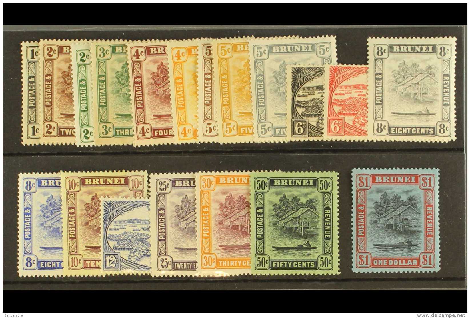 1924 - 37 Complete Set To $1, Wmk Script CA, SG 60/78, Mint, Few Lower Vals With Toned Gum Otherwise Fine To Very... - Brunei (...-1984)