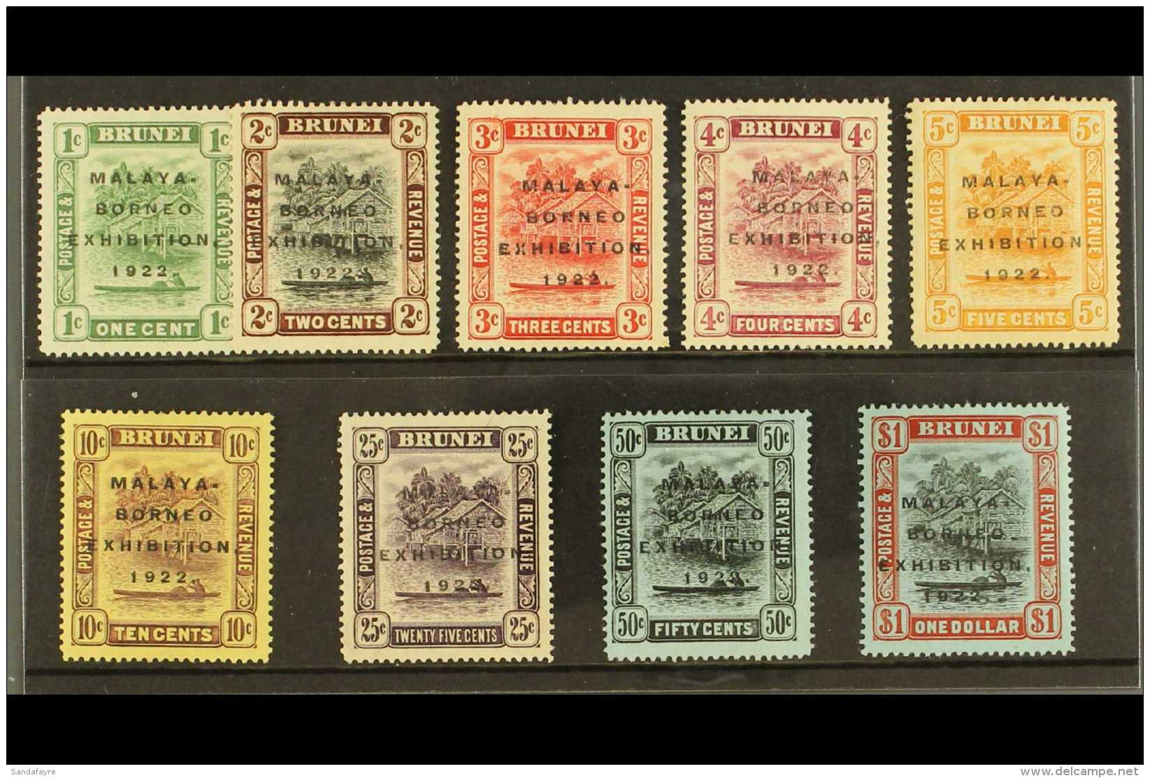 1922 "Malaya-Borneo Exhibition" Complete Set, SG 51/59, Fine Mint (9 Stamps) For More Images, Please Visit... - Brunei (...-1984)