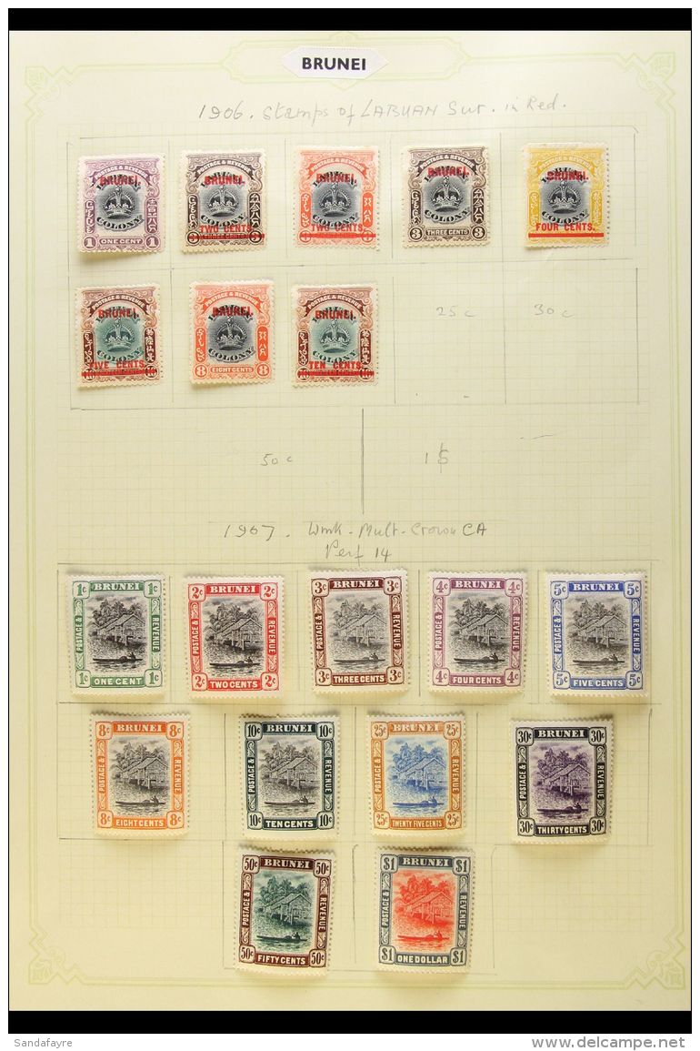 1906-1924 MINT COLLECTION On Leaves, ALL DIFFERENT, Inc 1906 Opts Set To 10c On 16c, 1907-10 Set, 1908-22 Vals To... - Brunei (...-1984)