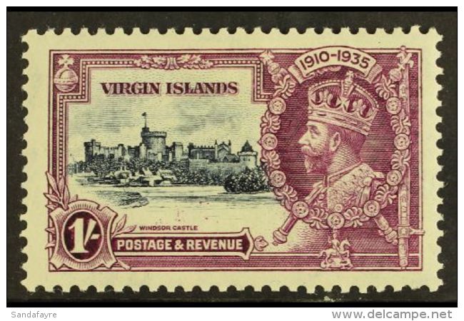 1935 Silver Jubilee 1s Slate And Purple With "Kite And Horizontal Log" Variety, SG 106l, Very Fine Mint. For More... - British Virgin Islands