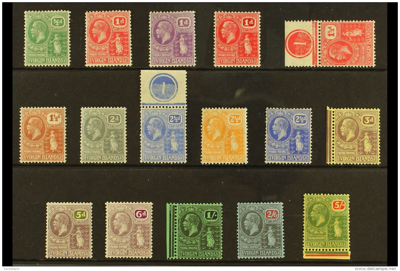 1922-28 Multi Script Watermark Definitive Set, SG 86/101, Some As Marginal Or Control Singles, Superb Very Lightly... - Britse Maagdeneilanden