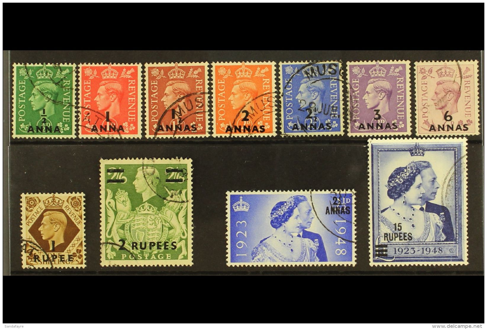 1948 Surcharged Definitive Set (SG 16/24), Plus Silver Wedding Set (SG 25/26) Very Fine Used. (11 Stamps) For More... - Bahrein (...-1965)