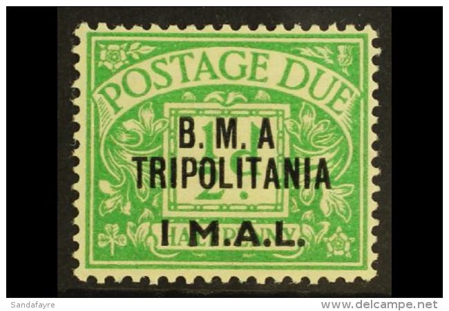 TRIPOLITANIA POSTAGE DUES - 1948 1l On &frac12;d Emerald Variety "No Stop After A", SG TD1a, Very Fine Mint. For... - Italienisch Ost-Afrika