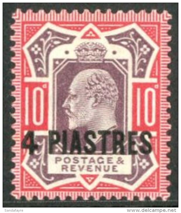 1902 4pi On 10d Ordinary Paper With NO CROSS ON CROWN Variety, SG 10a, Fine Mint. For More Images, Please Visit... - Britisch-Levant