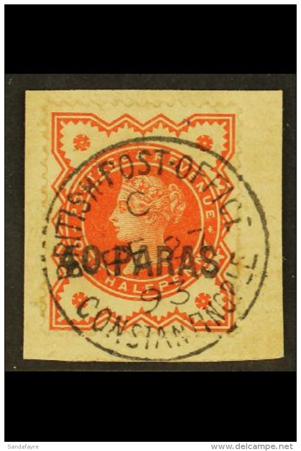 1893 40p On &frac12;d Vermilion, SG 7, Superb Used On Piece With Feb 27 93 Cds Showing Unbroken "S" In Surcharge.... - Brits-Levant