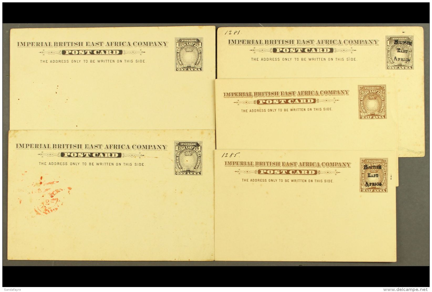 POSTAL STATIONERY 1893 Postal Cards, &frac12;a And 1a And 1895 Handstamped "British East Africa" &frac12;a And 1a,... - Brits Oost-Afrika