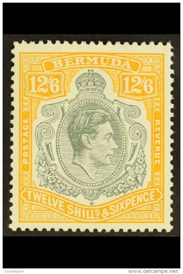 1938-53 12s6d Grey &amp; Pale Orange KGVI Key Plate Perf 13 Chalky Paper, SG 120e, Very Fine Mint, Very Fresh, Ex... - Bermuda