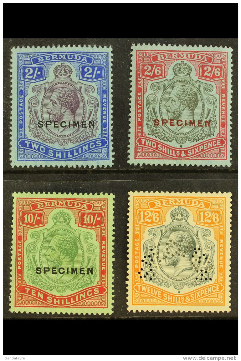 1924-32 Geo V Wmk Script Keytypes, 2s, 2s6d, 10s &amp; 12s 6d Overprinted/perforated "Specimen", SG 88s/93s, Very... - Bermuda