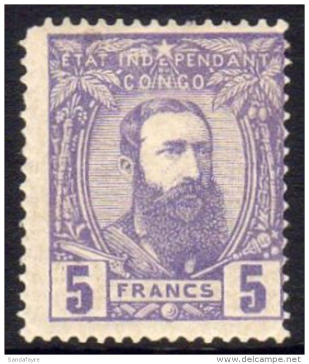 CONGO 1887 5fr Violet (COB 11, SG 12) Fresh Mint, Slightly Short Corner Perf Otherwise Fine.  For More Images,... - Andere & Zonder Classificatie