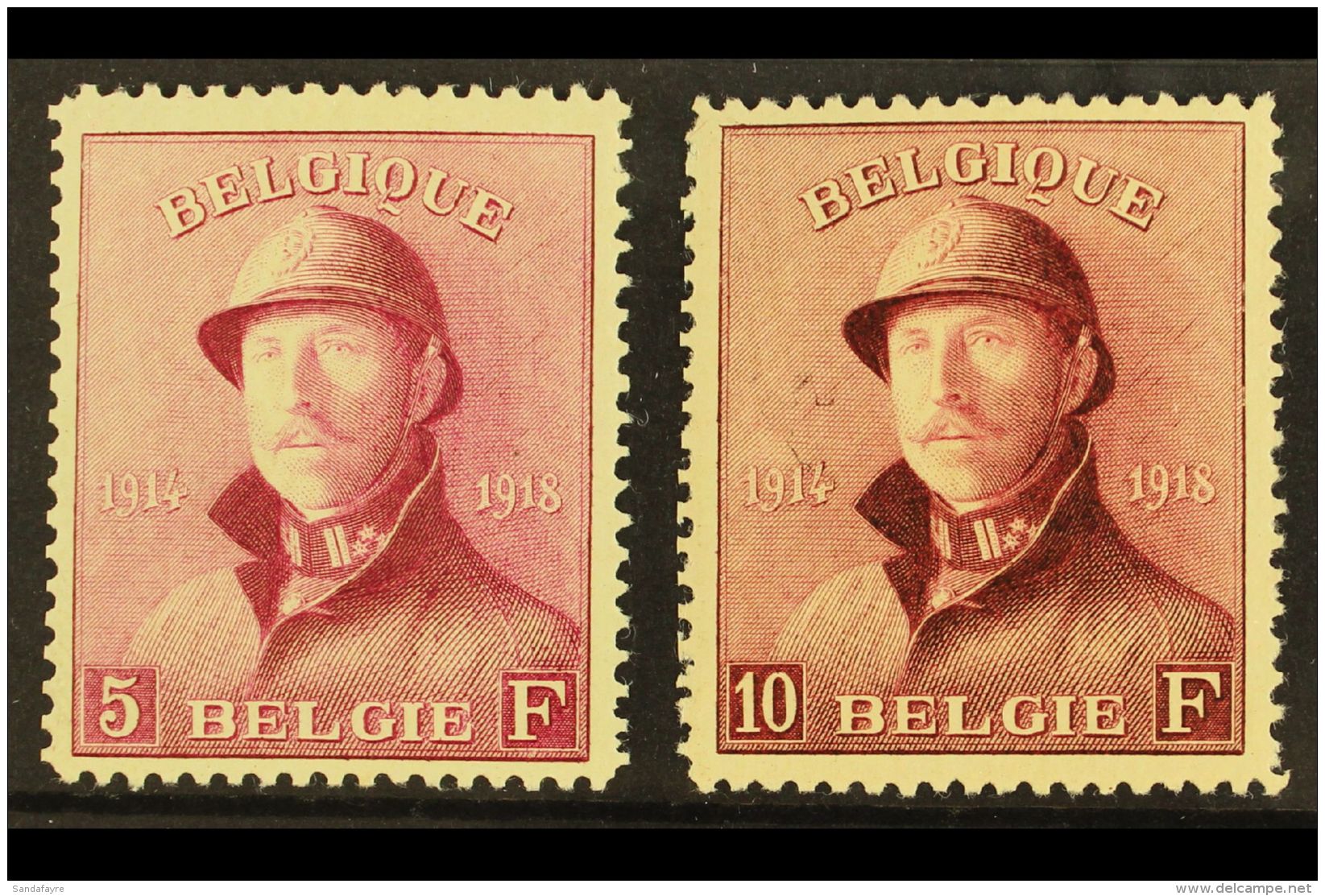 1918 5fr And 10fr "Tin Hat" Top Values, Yv 177/8, Very Fine Mint. (2 Stamps) For More Images, Please Visit... - Andere & Zonder Classificatie