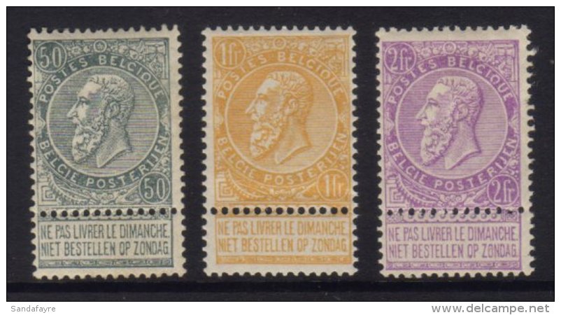 1897 50c Grey, 1fr Yellow And 2fr Lilac With "Sunday" Labels, Mi 68/70, Very Fine And Fresh Mint. (3 Stamps) For... - Sonstige & Ohne Zuordnung