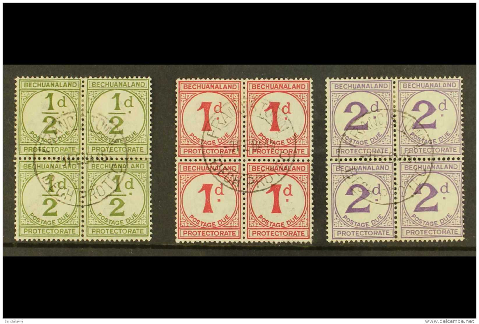 POSTAGE DUES 1932 Set On Ordinary Paper, SG D4, D5 And D6, In Superb Used Blocks Of 4 Showing Clear 9 Feb 45 Cds... - Andere & Zonder Classificatie